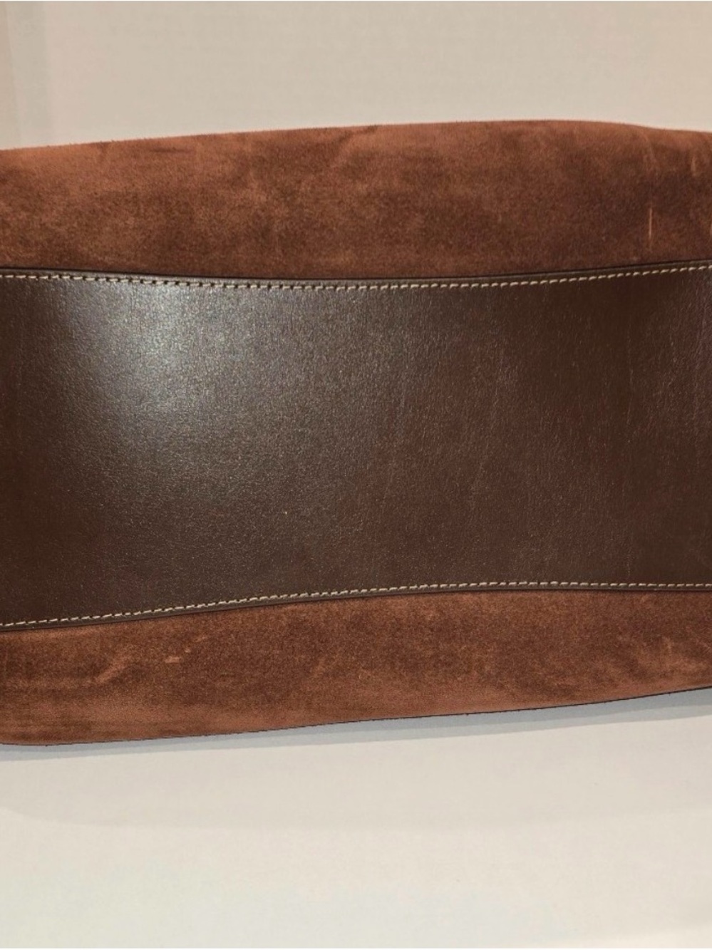 Coach Rowan Brown Suede Satchel with Dark Brown Leather Trim and Gold Hardware - Picture 4 of 7
